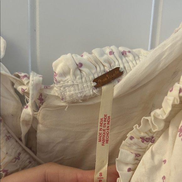 Cream Floral Spaghetti Strap Dress - Picture 2 of 5